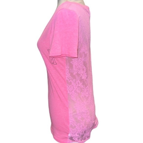 PINK Victoria’s Secret Lace Back V-neck Tee - Picture 2 of 4